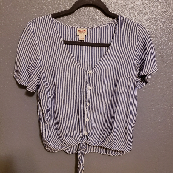 Mossimo Blue and White Striped Top - Picture 2 of 4